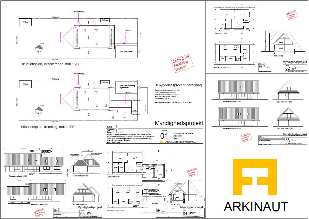 Tegninger til ansøgning om byggetilladelse - Arkinaut Arkitekt- og Byggerådgivning Aps